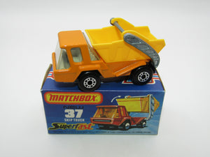 Matchbox Superfast No 37C Skip Truck ORANGE Yellow Skip, Black Base