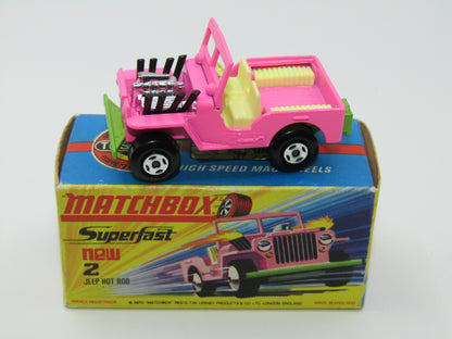 Matchbox Superfast 2B Jeep Hot Rod Light Pink, Green Base