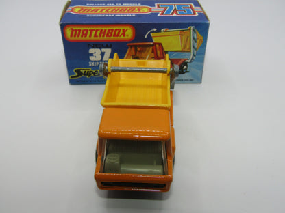 Matchbox Superfast No 37C Skip Truck ORANGE Yellow Skip, Black Base