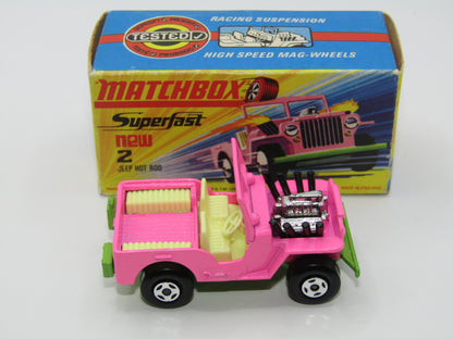 Matchbox Superfast 2B Jeep Hot Rod Light Pink, Green Base