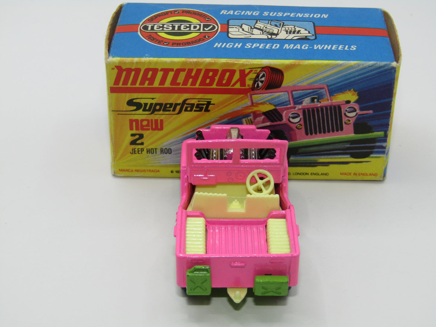 Matchbox Superfast 2B Jeep Hot Rod Light Pink, Green Base
