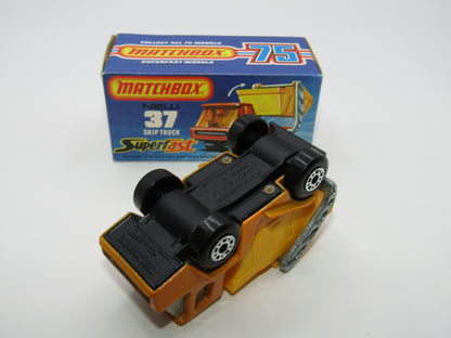 Matchbox Superfast No 37C Skip Truck ORANGE Yellow Skip, Black Base