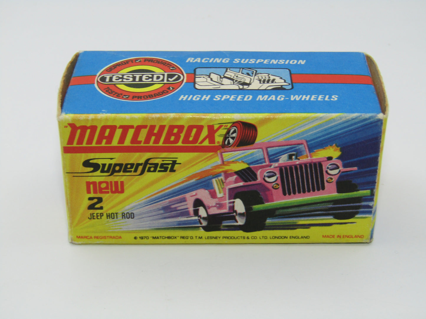 Matchbox Superfast 2B Jeep Hot Rod Light Pink, Green Base