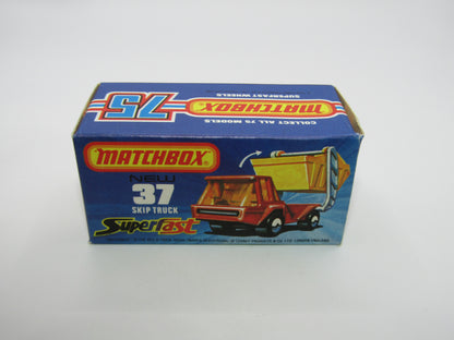 Matchbox Superfast No 37C Skip Truck ORANGE Yellow Skip, Black Base