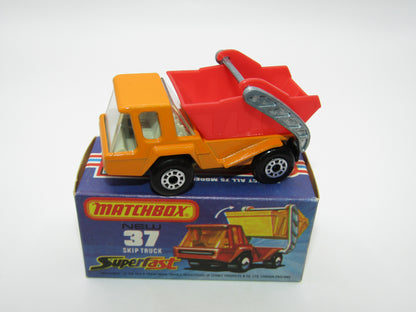 Matchbox Superfast No 37C Skip Truck ORANGE Red Skip, Black Base