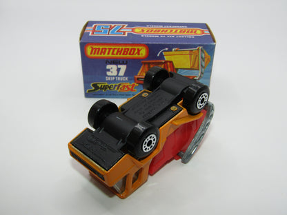 Matchbox Superfast No 37C Skip Truck ORANGE Red Skip, Black Base