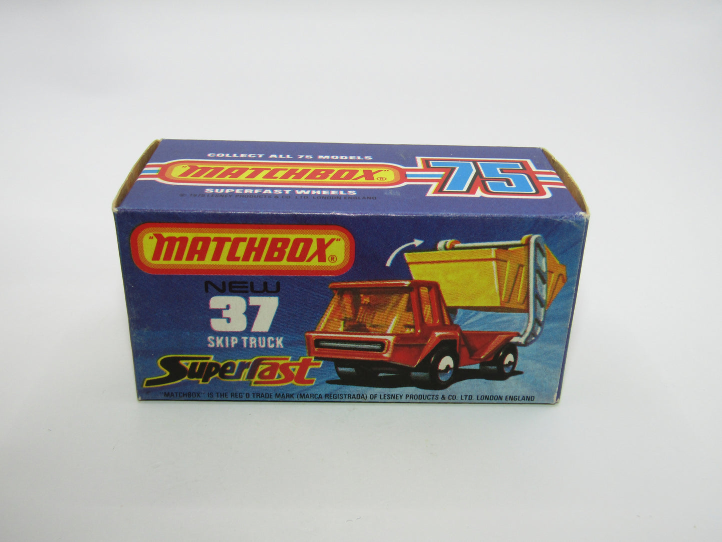 Matchbox Superfast No 37C Skip Truck ORANGE Red Skip, Black Base