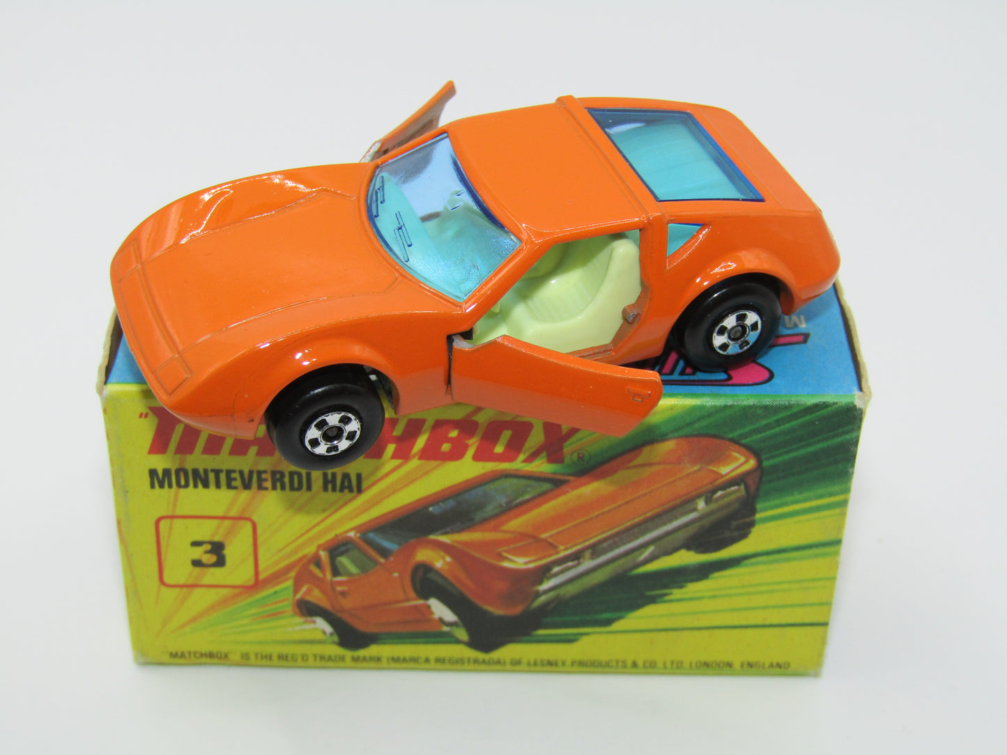 Matchbox Superfast 3B Monteverdi Hai, No Label YELLOW Interior