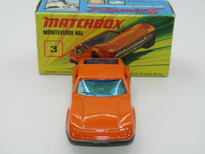 Matchbox Superfast 3B Monteverdi Hai, No Label YELLOW Interior