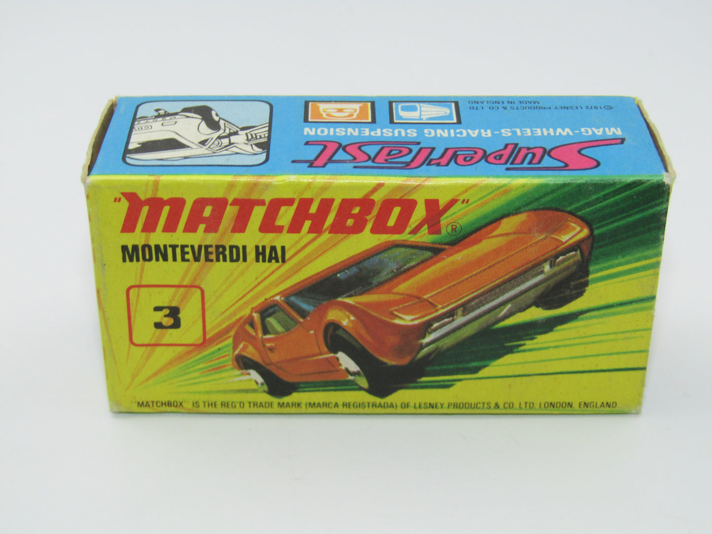 Matchbox Superfast 3B Monteverdi Hai, No Label YELLOW Interior