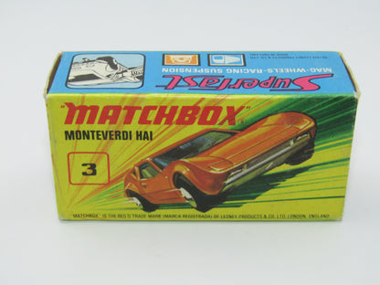 Matchbox Superfast 3B Monteverdi Hai, No Label YELLOW Interior