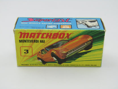Matchbox Superfast 3B Monteverdi Hai, No Label YELLOW Interior