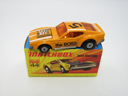 Matchbox Superfast 44B Boss Mustang Lt Orange BLACK The Boss Dk Amber Windows