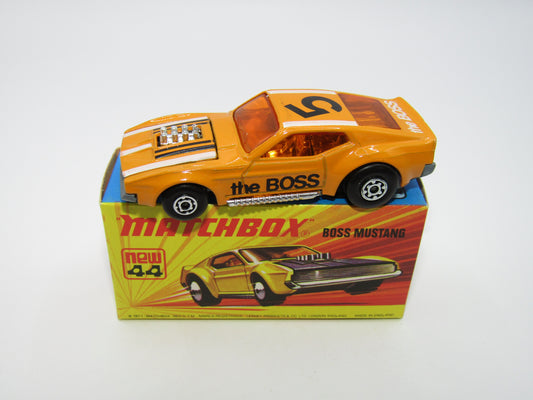 Matchbox Superfast 44B Boss Mustang Lt Orange BLACK The Boss Dk Amber Windows