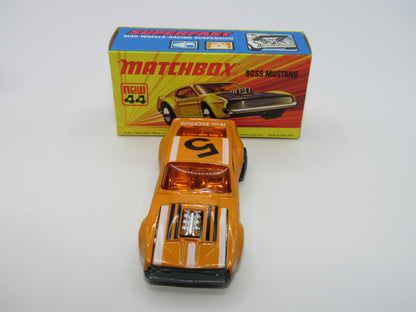 Matchbox Superfast 44B Boss Mustang Lt Orange BLACK The Boss Dk Amber Windows