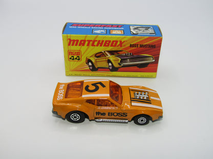 Matchbox Superfast 44B Boss Mustang Lt Orange BLACK The Boss Dk Amber Windows