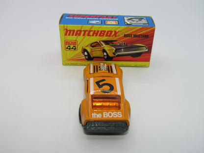 Matchbox Superfast 44B Boss Mustang Lt Orange BLACK The Boss Dk Amber Windows