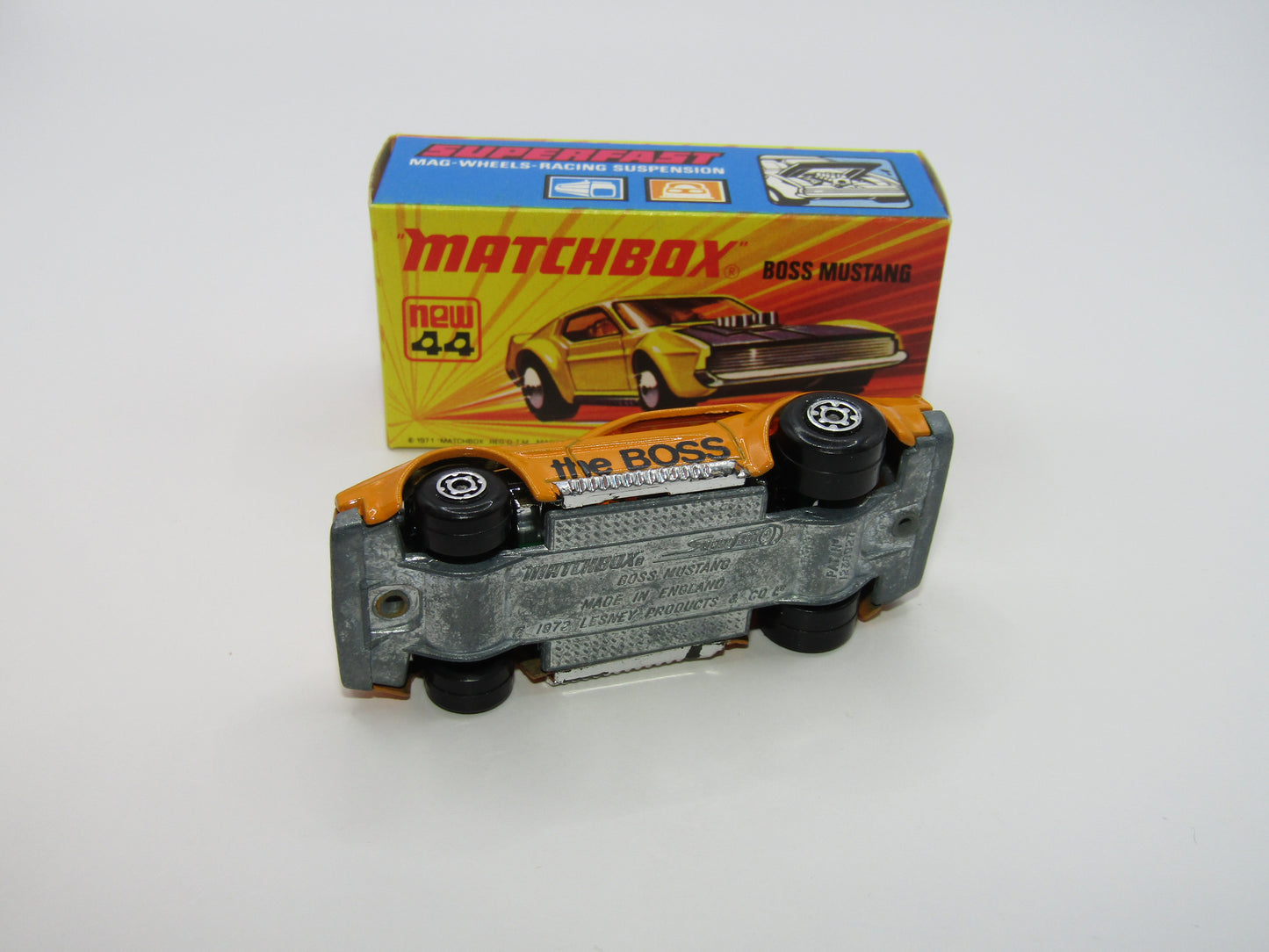 Matchbox Superfast 44B Boss Mustang Lt Orange BLACK The Boss Dk Amber Windows
