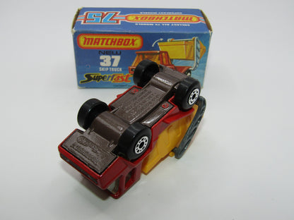 Matchbox Superfast No 37C Skip Truck Red METALLIC BROWN Base
