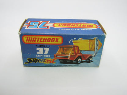 Matchbox Superfast No 37C Skip Truck Red METALLIC BROWN Base