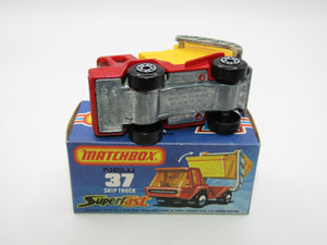 Matchbox Superfast No 37C Skip Truck Red UNPAINTED Base