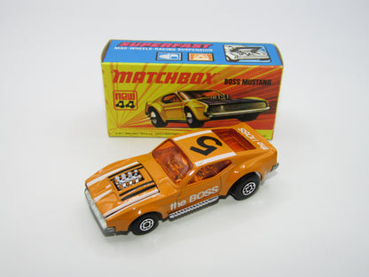 Matchbox Superfast 44B Boss Mustang Lt Orange White BOSS DARK Amber Windows