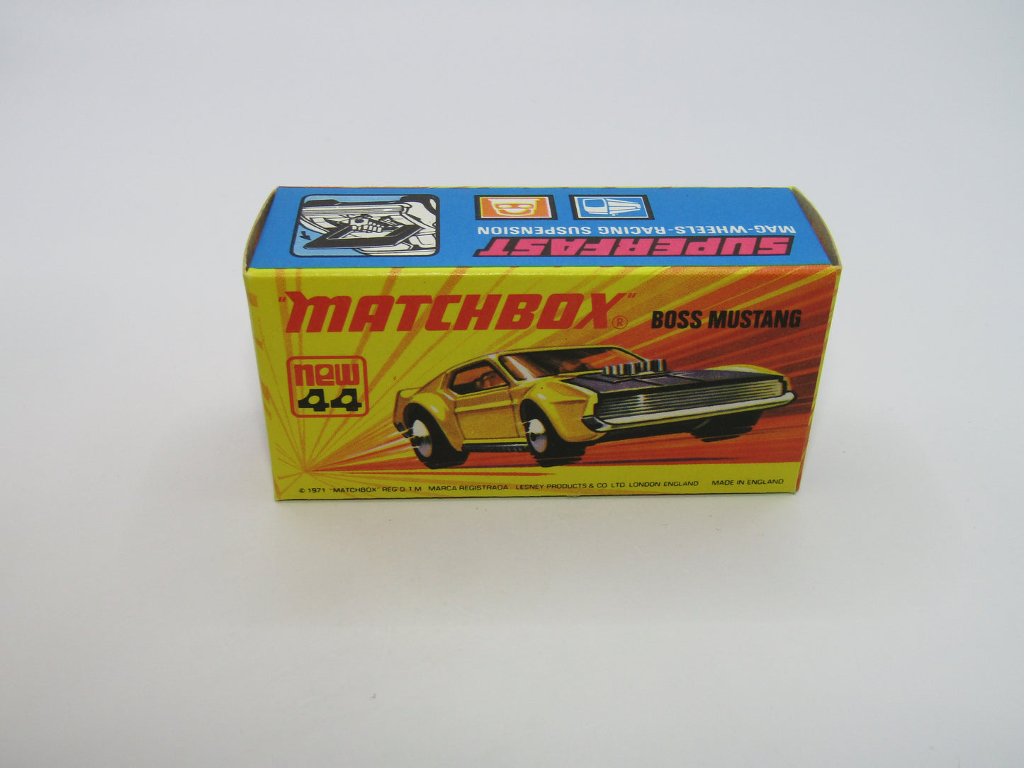 Matchbox Superfast 44B Boss Mustang Lt Orange White BOSS DARK Amber Windows