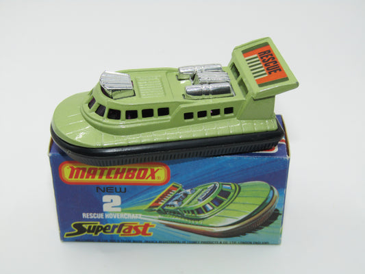 Matchbox Superfast 2C Rescue Hovercraft Avacado RESCUE Labels