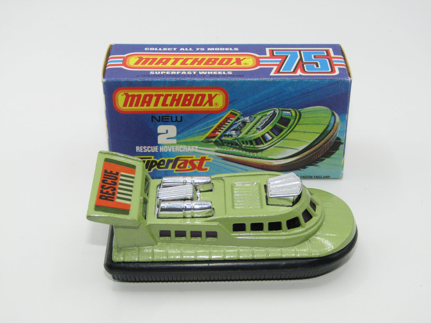Matchbox Superfast 2C Rescue Hovercraft Avacado RESCUE Labels