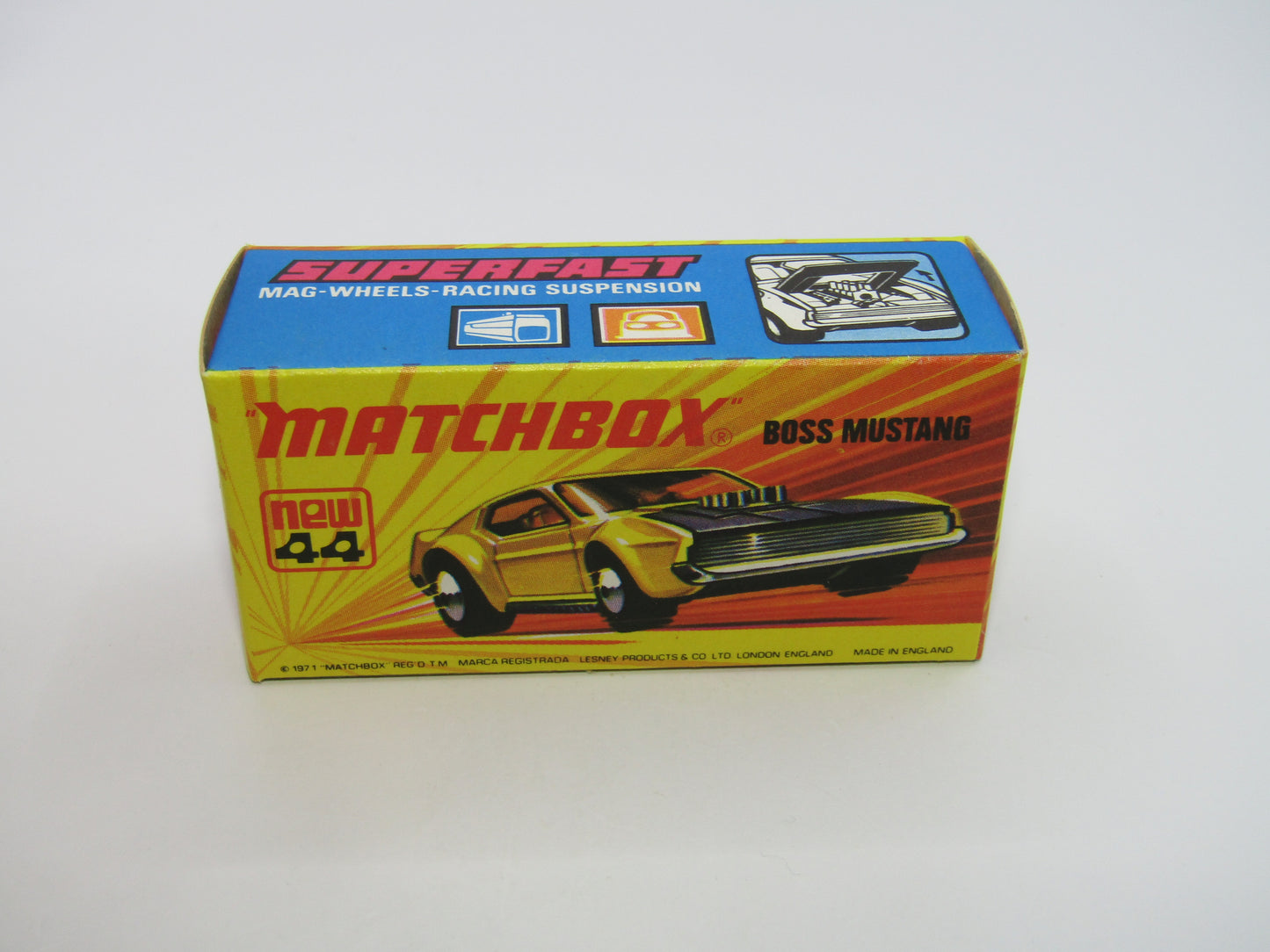 Matchbox Superfast 44B Boss Mustang OLIVE GREEN Dark Amber Windows
