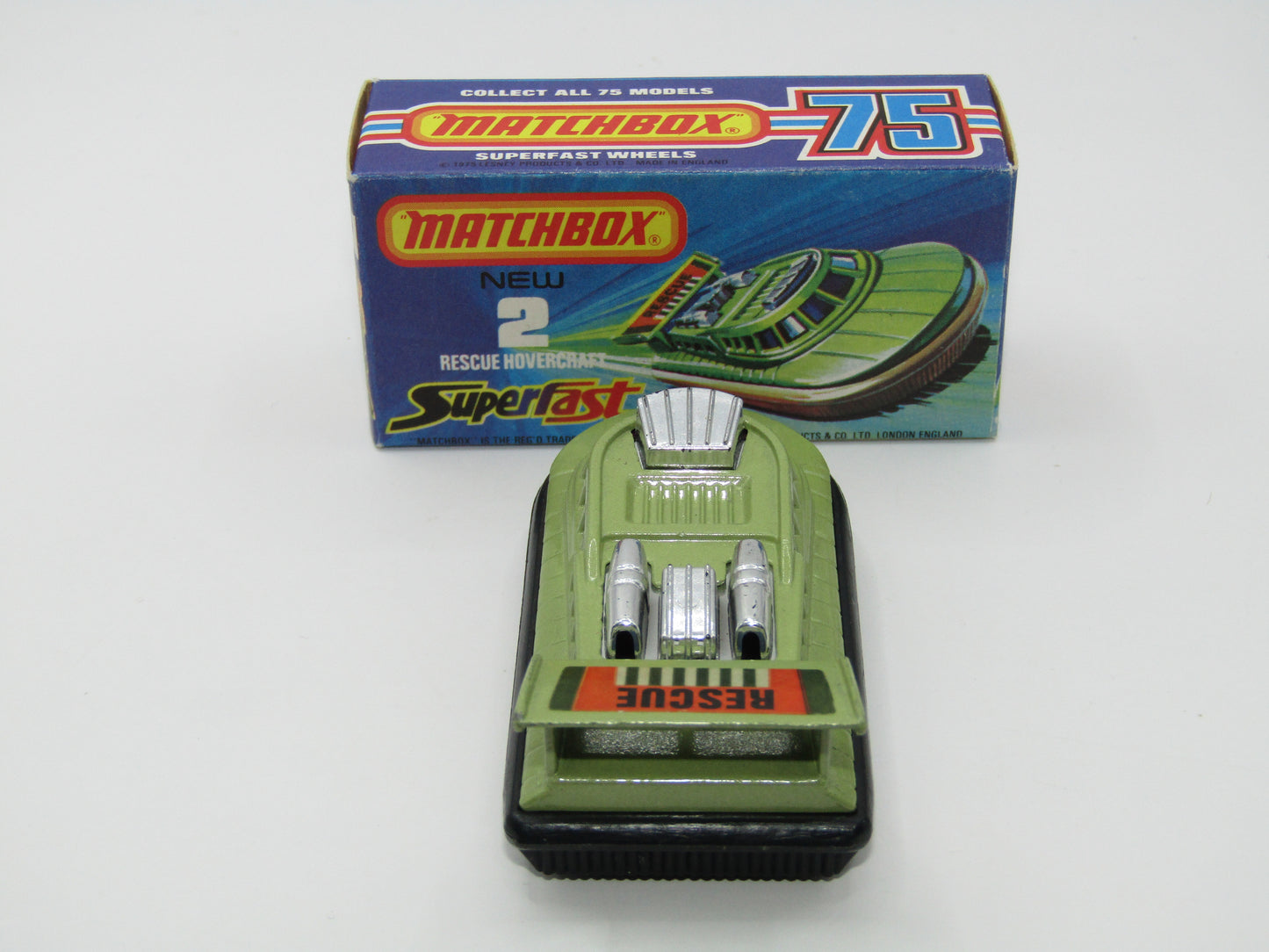 Matchbox Superfast 2C Rescue Hovercraft Avacado RESCUE Labels