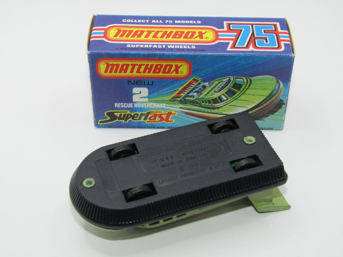 Matchbox Superfast 2C Rescue Hovercraft Avacado RESCUE Labels