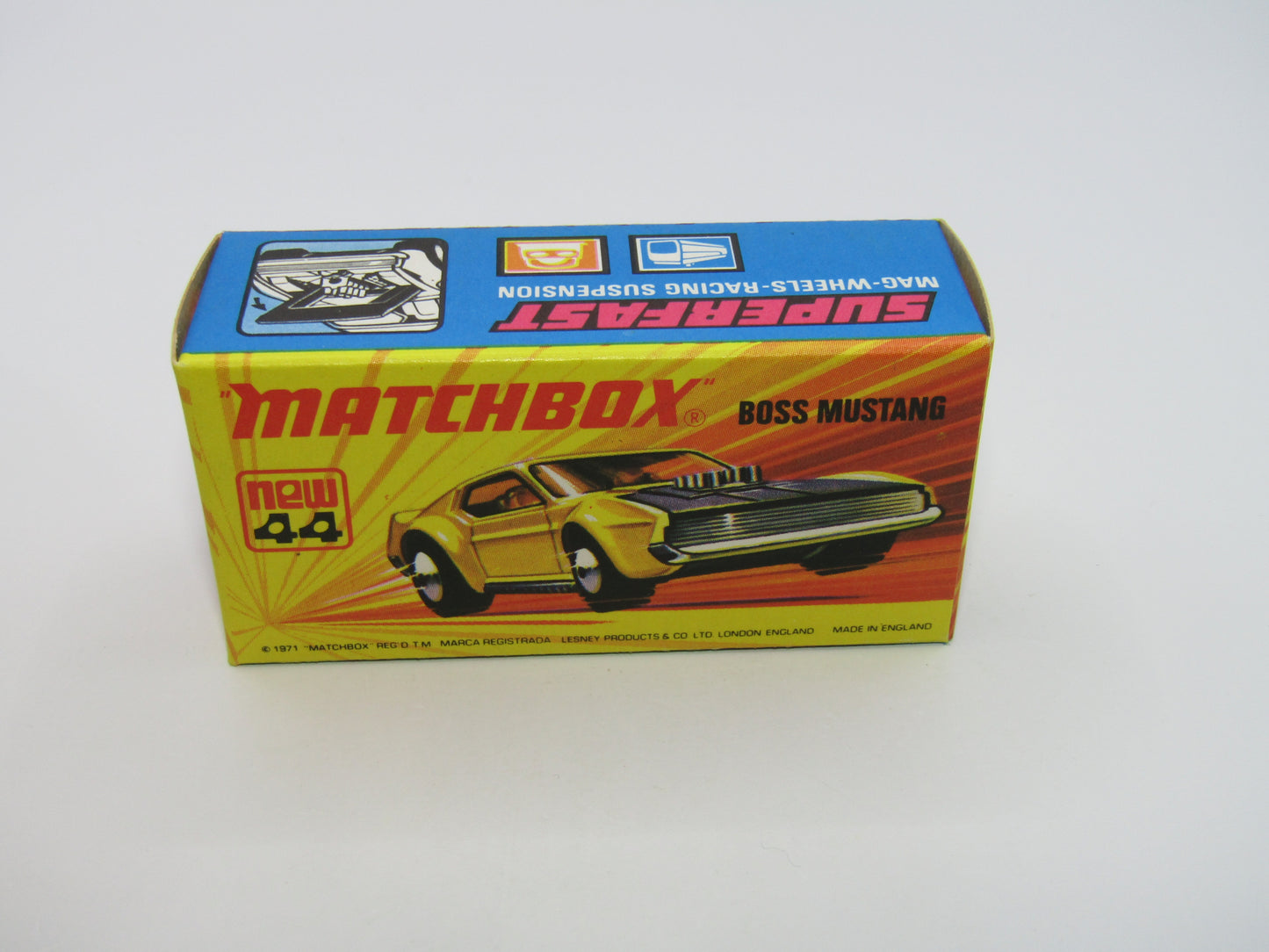 Matchbox Superfast 44B Boss Mustang OLIVE GREEN Dark Amber Windows