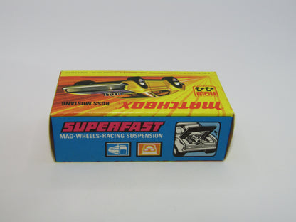 Matchbox Superfast 44B Boss Mustang OLIVE GREEN Dark Amber Windows