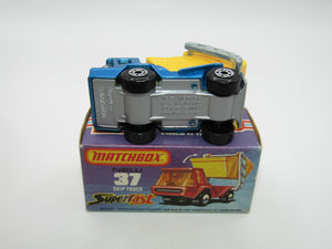 Matchbox Superfast No 37C Skip Truck Metallic Blue Silver Base