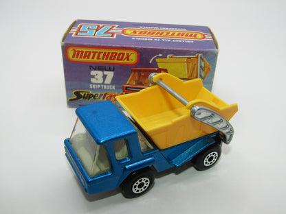 Matchbox Superfast No 37C Skip Truck Metallic Blue Silver Base