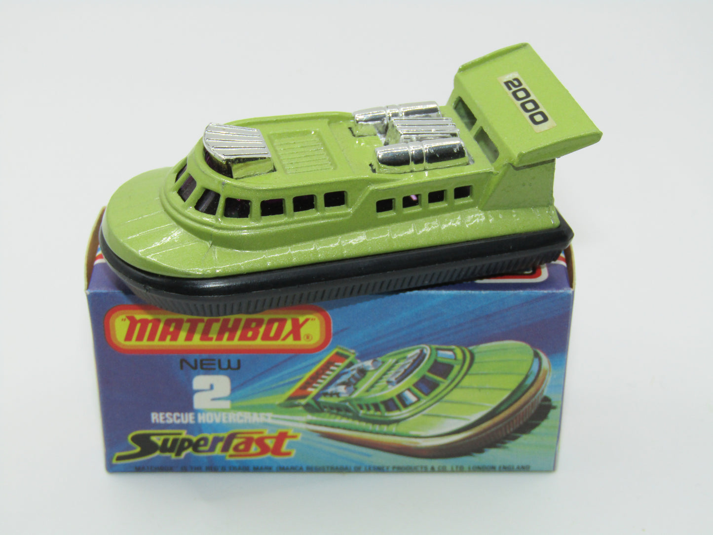 Matchbox Superfast 2C Rescue Hovercraft Avacado 2000 Labels