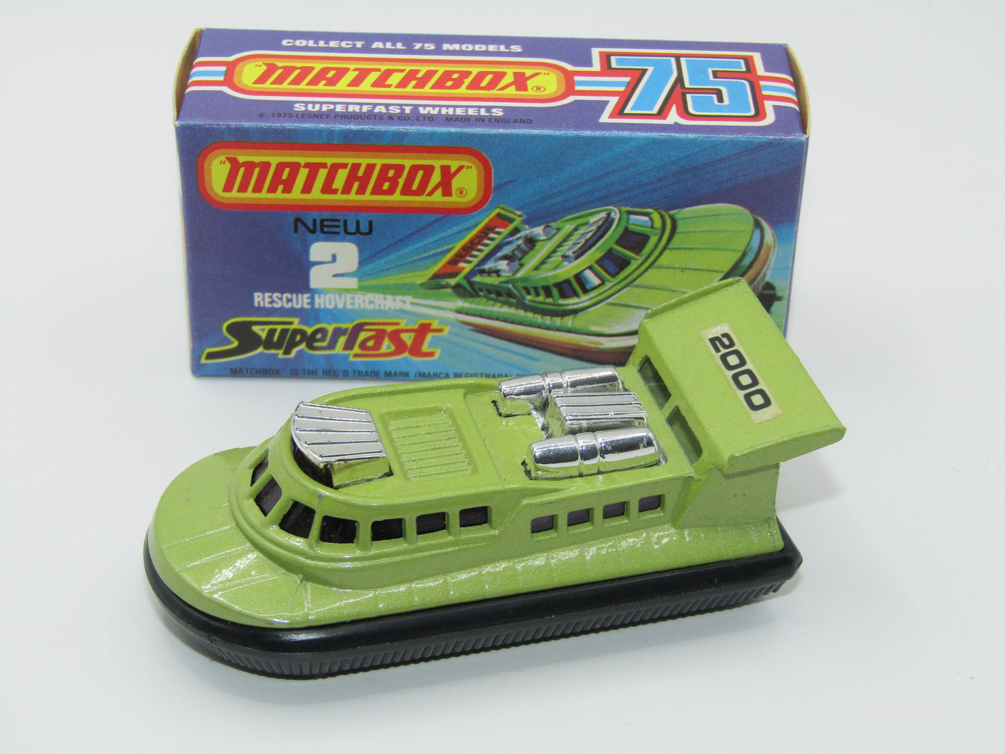 Matchbox Superfast 2C Rescue Hovercraft Avacado 2000 Labels
