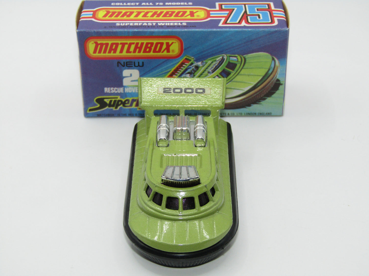 Matchbox Superfast 2C Rescue Hovercraft Avacado 2000 Labels