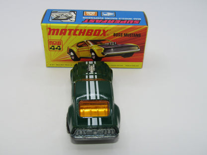 Matchbox Superfast 44B Boss Mustang Dark Green Dark Amber Windows