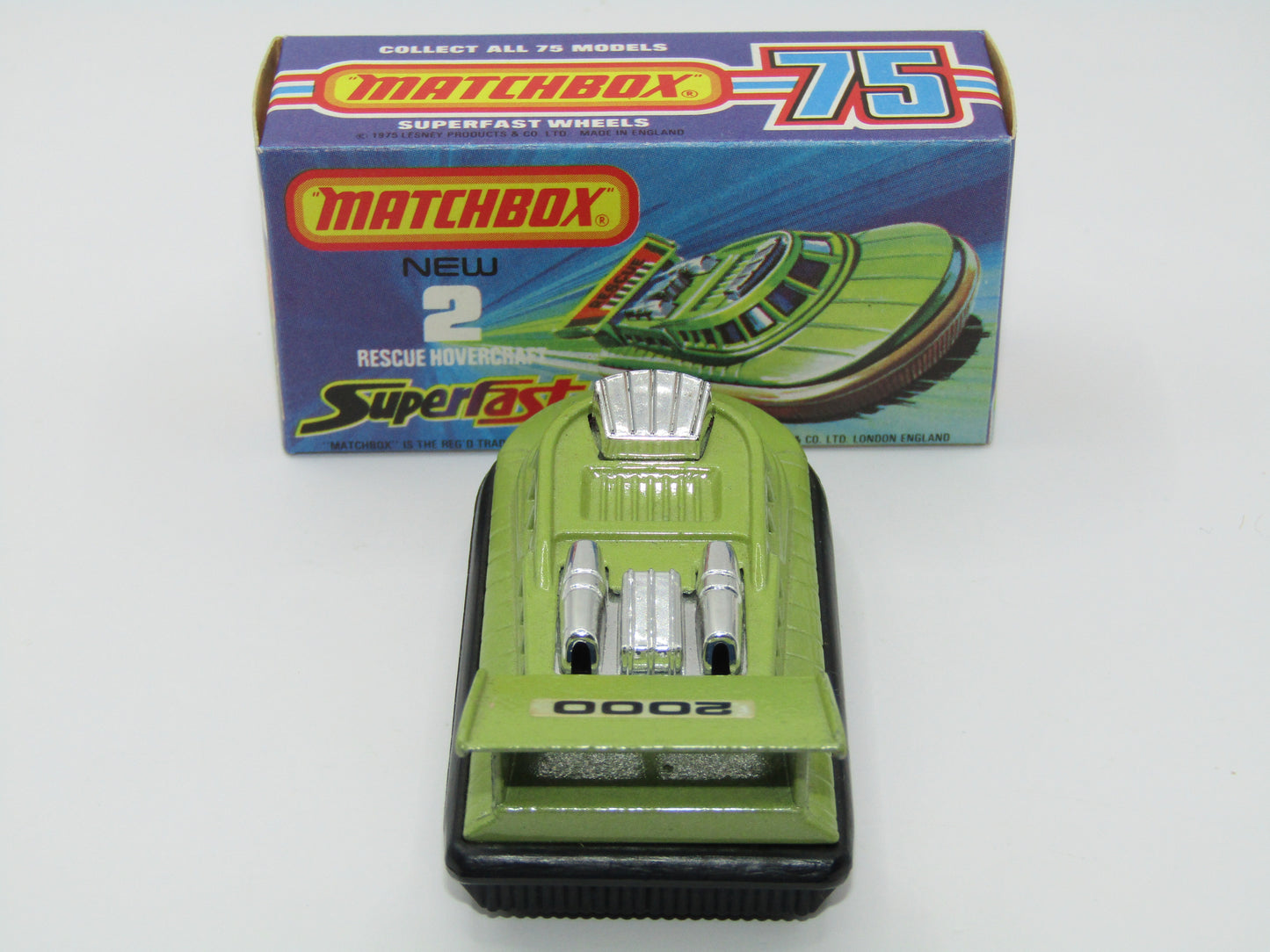 Matchbox Superfast 2C Rescue Hovercraft Avacado 2000 Labels