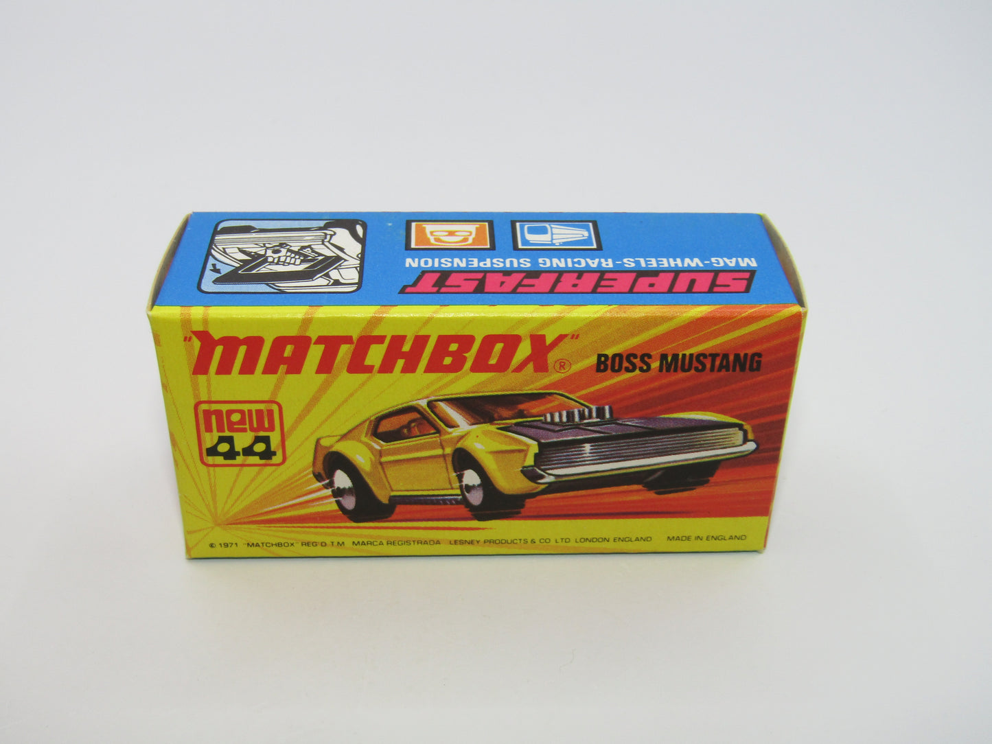 Matchbox Superfast 44B Boss Mustang Dark Green Dark Amber Windows