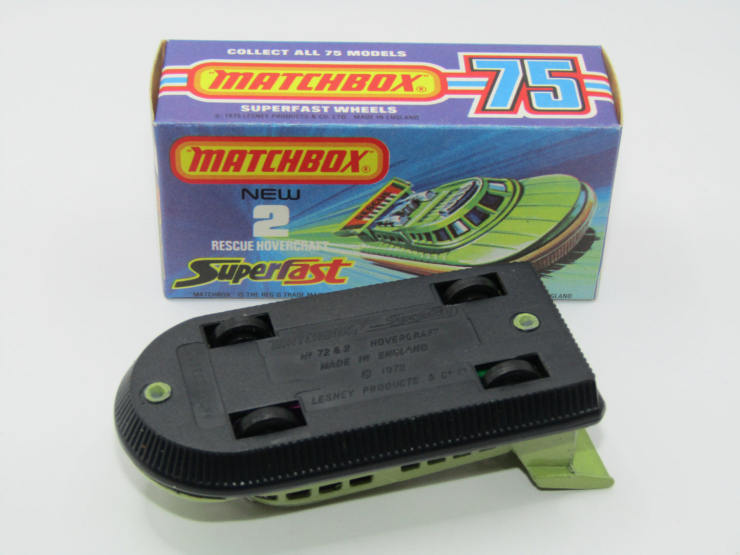 Matchbox Superfast 2C Rescue Hovercraft Avacado 2000 Labels