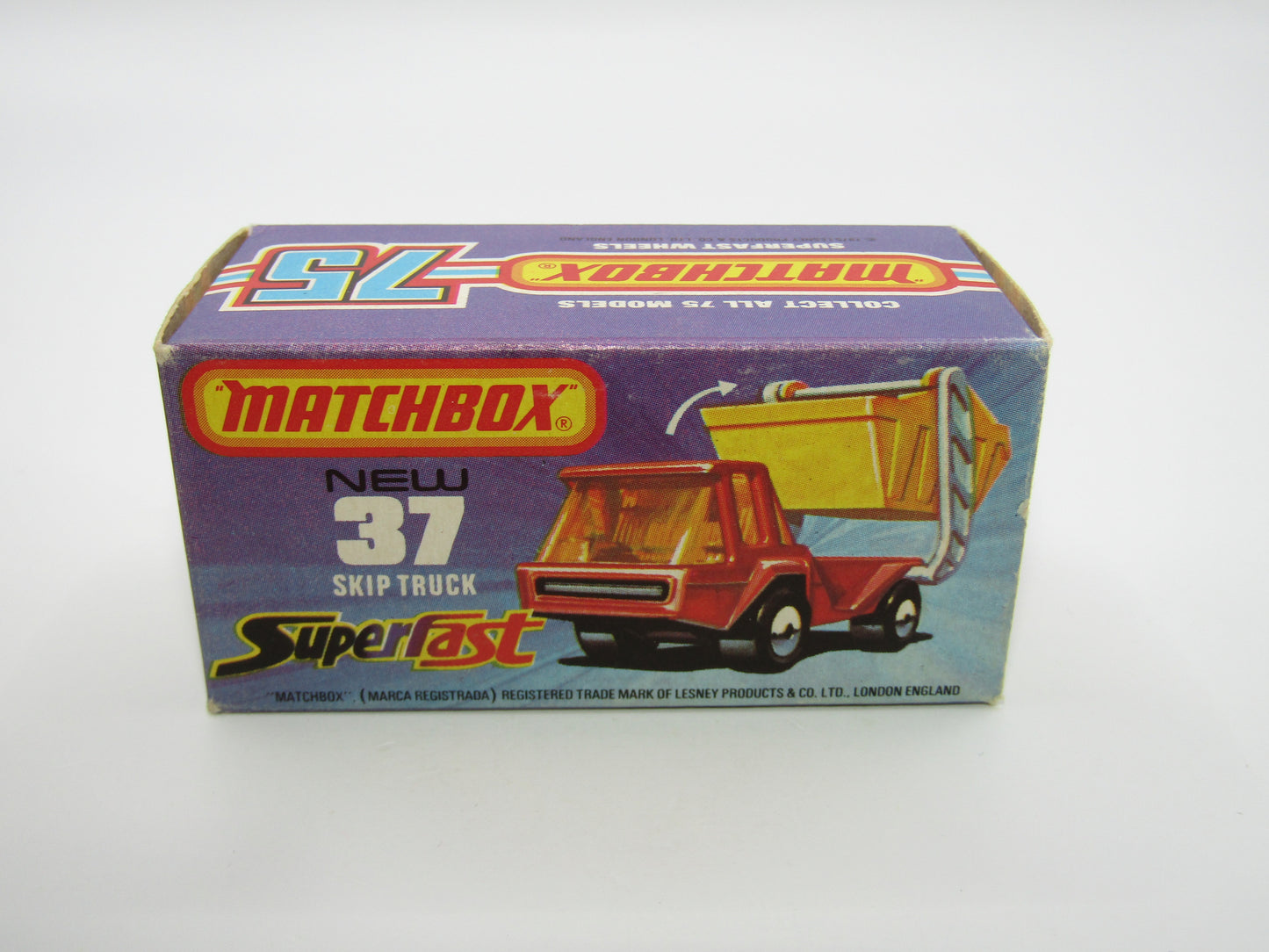 Matchbox Superfast No 37C Skip Truck Metallic Blue Silver Base