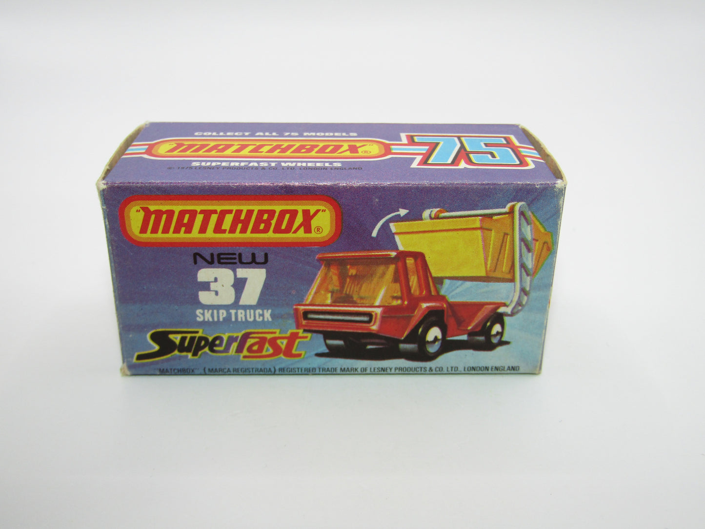 Matchbox Superfast No 37C Skip Truck Metallic Blue Silver Base
