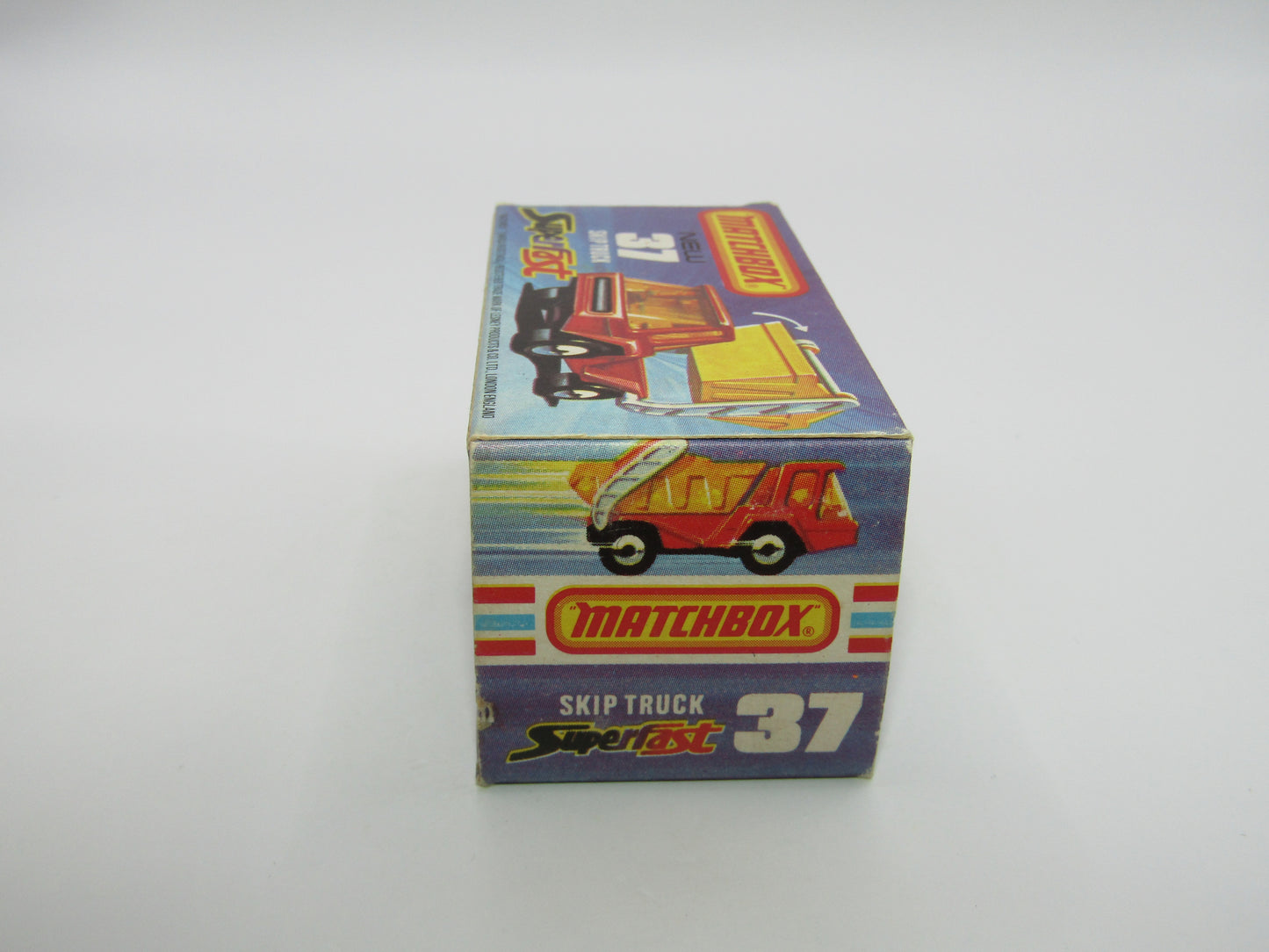 Matchbox Superfast No 37C Skip Truck Metallic Blue Silver Base