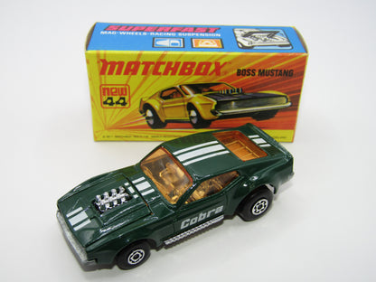 Matchbox Superfast 44B Boss Mustang Dark Green LIGHT Amber Windows