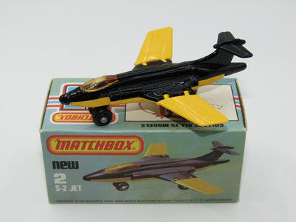 Matchbox Superfast 2D S2 Jet Black & Yellow LIGHT Amber Windows