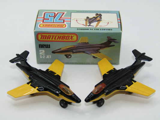 Matchbox Superfast 2D S2 Jet Black & Yellow LIGHT Amber Windows