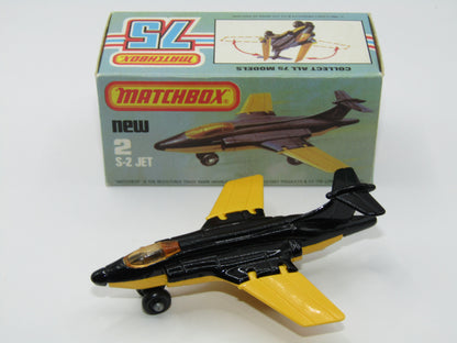 Matchbox Superfast 2D S2 Jet Black & Yellow LIGHT Amber Windows